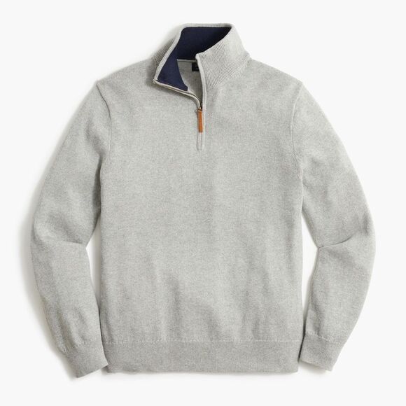 NWT J CREW Factory Cotton half-zip sweater in grey - Picture 2 of 5